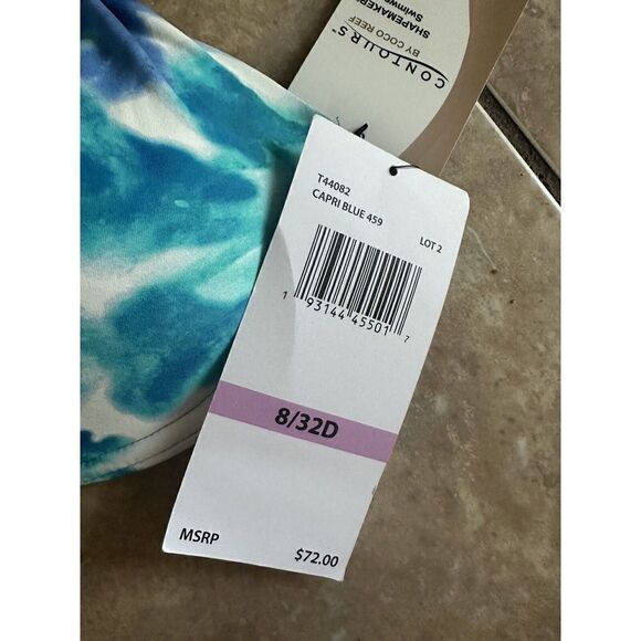 NWT $72 Contour By Coco Reef 32D Bikini Top Capri Blue - Picture 3 of 5